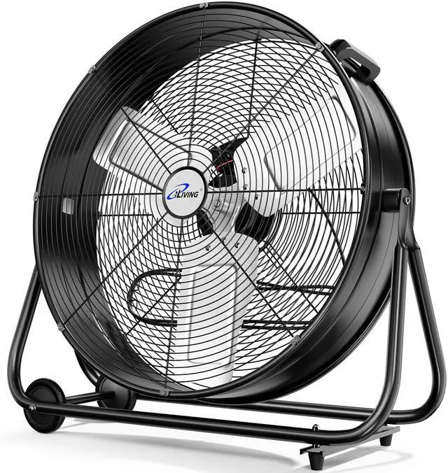 Main image of 24" High Velocity Drum Fan Industrial, Commercial, Residential Air Circulator for Garage, Shop, Patio, Barn, Greenhouse, Speed Control 7700CFM, UL Listed,Black