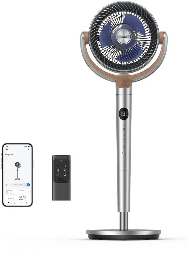 Main image of Standing Fan, 120°+120° Smart Oscillating Floor Fans with Wi-Fi/Voice Control, 90 ft Fan For Bedroom, DC Motor Quiet Fans, Adjustable Height, 8 Speeds, 6 Modes, 12H Timer, Office, Room