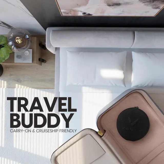 Alt view image 7 of 7 - Portable Fan - Wireless Battery Operated Fan - 4 Speeds - LED Lighting - Carry Case & Remote Control - Cruise Travel - Outdoor Travel RV Power Bank With USB-C Port (Black with Case)