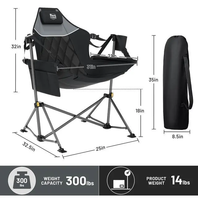 Alt view image 3 of 7 - Hammock Camping Chair, Portable Oversized Swinging Camp Chairs