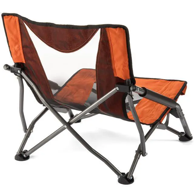 Alt view image 7 of 7 - Camping Chair - Low Profile Polyester Folding Chair for Camping, Beach, Picnic, Barbeques, Sporting Event with Carry Bag and Cushion Availability, Orange