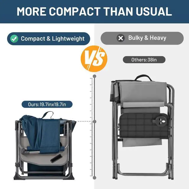 Alt view image 4 of 7 - 400lbs Heavy Duty Camping Chair Portable Directors Chair