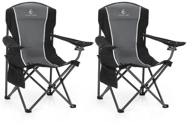 Main image of Oversized Padded Arm Camping Chairs with Lumbar Support& Pocket