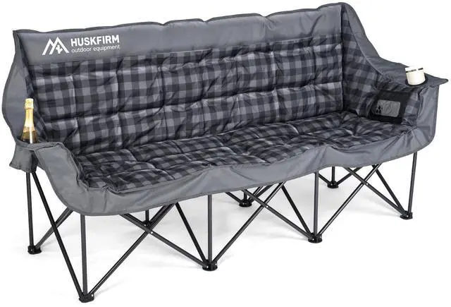 Main image of 3 Person Camping Chair Padded Loveseat Camping Chair Folding Grey