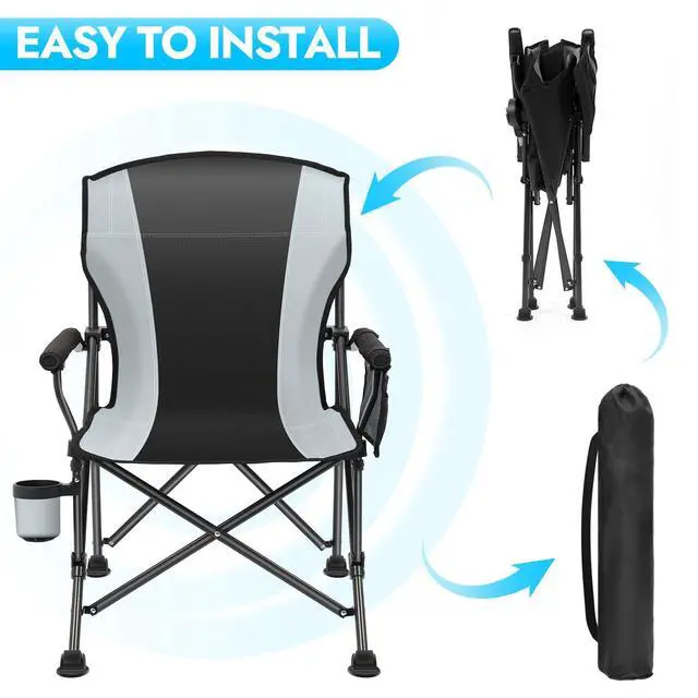 Alt view image 3 of 7 - 2 Pack Camping Chairs for Adults, 450 LBS Heavy Duty Camp Chair