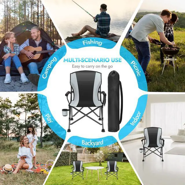 Alt view image 7 of 7 - 2 Pack Camping Chairs for Adults, 450 LBS Heavy Duty Camp Chair
