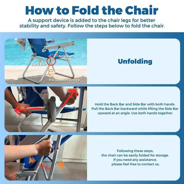 Alt view image 7 of 7 - Oversized Tall Folding Beach Chair Lightweight, 17" Portable Sand Chair for Adults Heavy Duty 500 LBS with Cup Holders, Foldable High Camping Lawn Chairs for Camp/Outdoor/Picnic/Sports