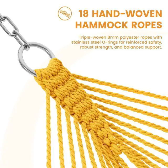 Alt view image 4 of 7 - Lazy Daze 2 Person Caribbean Rope Hammock, Handwoven Double Hammock