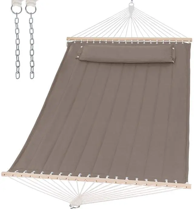 Main image of Double Quilted Heavy Duty 2 Person Hammock, Brown