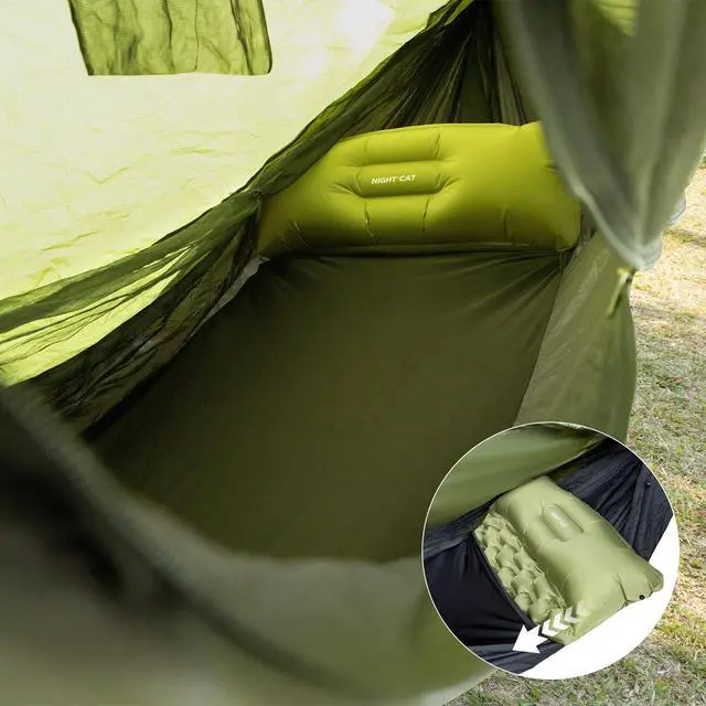 Alt view image 5 of 7 - Camping Hammock Tent: Lightweight Portable 4 in 1 Hammock with Rain Tarp and Mosquito Net for Adults Hiking Jungle Outdoor Green