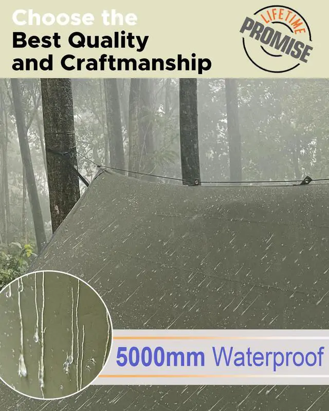Alt view image 5 of 6 - Camping Hammock with Net & Rain Fly - Double & Single Hammock with House-Like Net- Easy Setup & Pack, Lightweight & Portable, Perfect for Hiking, Backpacking, Outdoor Sleeping