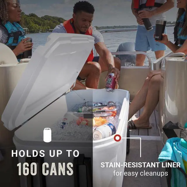 Alt view image 3 of 7 - Classic Series 100qt Wheeled Marine Cooler, Fully Insulated Lid & Body Keeps Ice up to 5 Days, Holds up to 160 Cans