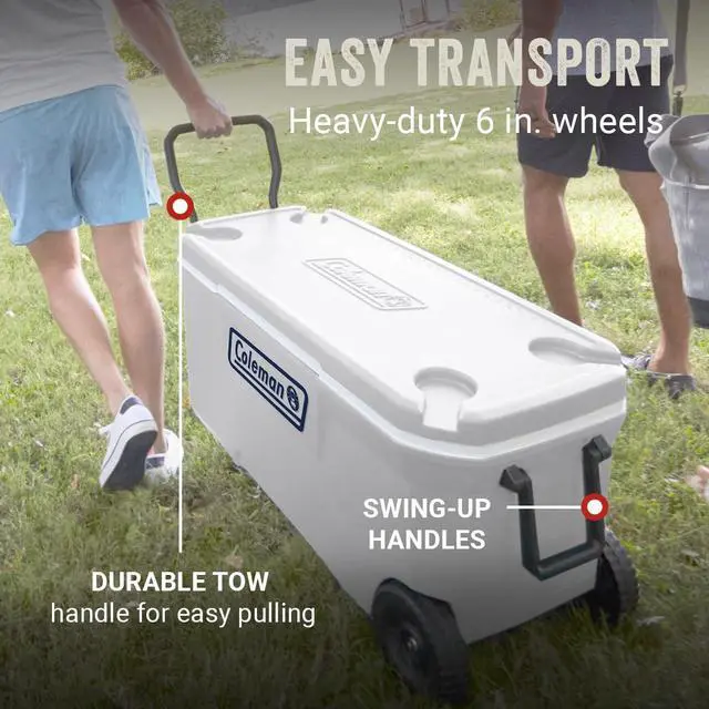 Alt view image 4 of 7 - Classic Series 100qt Wheeled Marine Cooler, Fully Insulated Lid & Body Keeps Ice up to 5 Days, Holds up to 160 Cans