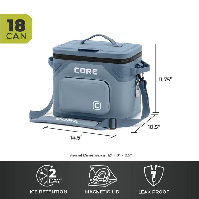 Alt view image 5 of 7 - Magnetic Leak Proof 18 Can Soft Cooler with Waterproof Zipper | Insulated Bag Portable Ice Chest Box | Best Soft Cooler for Food & Beverages for Tailgating, Car Camping, and Family Beach Picnics