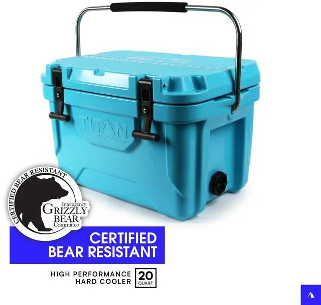 Alt view image 5 of 6 - Titan Hard Ice Chest Cooler with Microban Protection - 20 Quarts (30 Can) Arctic Zone Cooler with Deep Freeze Insulation - Blue