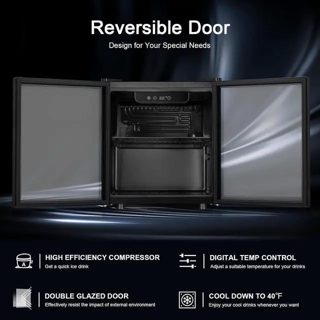 Alt view image 5 of 7 - 12 Bottle Wine Cooler Beverage Refrigerator Mini Fridge Clear Glass Door Quiet Counter Top Cellar for Beer Soda Bar 1.3 cu.ft