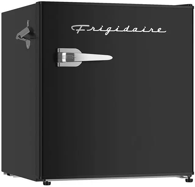 Main image of Black Retro Mini Refrigerator-Energy Saving-Adjustable Thermostat Control-Side Mounted Bottle Opener-Ideal for Dorm, Office, RV, Garage, Apartment 1.6 Cubic Feet