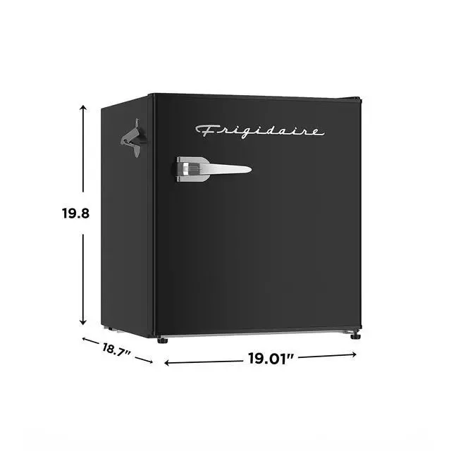 Alt view image 6 of 7 - Black Retro Mini Refrigerator-Energy Saving-Adjustable Thermostat Control-Side Mounted Bottle Opener-Ideal for Dorm, Office, RV, Garage, Apartment 1.6 Cubic Feet