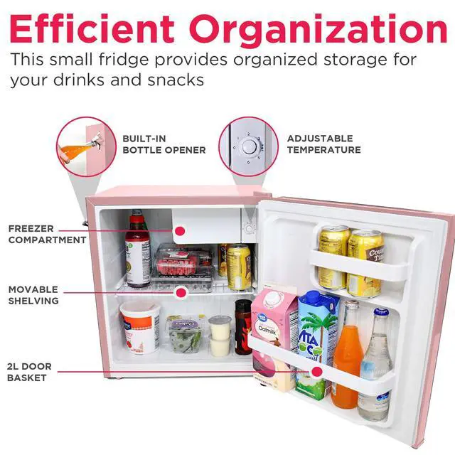 Alt view image 4 of 6 - EFR176 1.6 cu. ft. Retro Bar Fridge with Side Bottle Opener (Pink)