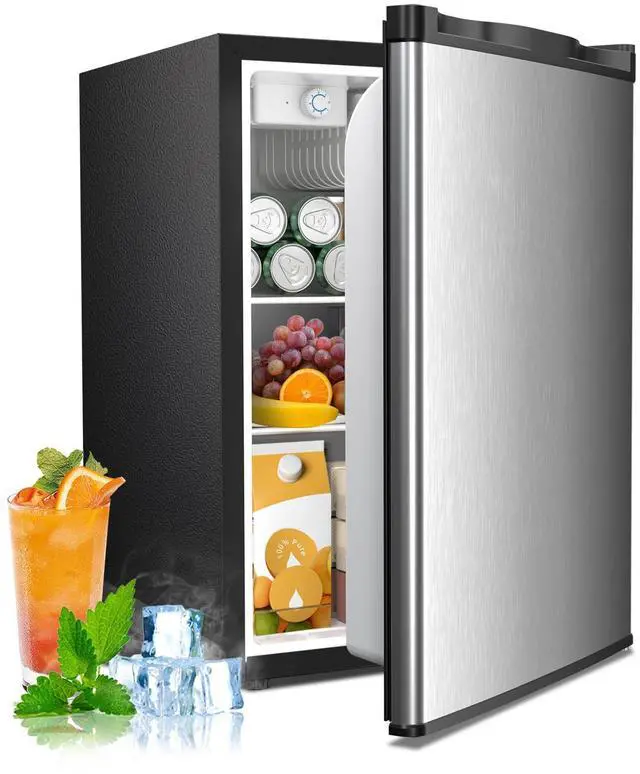 Main image of 2.56 Cu.Ft. Mini Fridge with Freezer, Small Refrigerators with Adjustable Thermostat, Low Noise, Energy Saving, Compact Refrigerators for College Dorm, Office, Bedroom, Stainless Steel