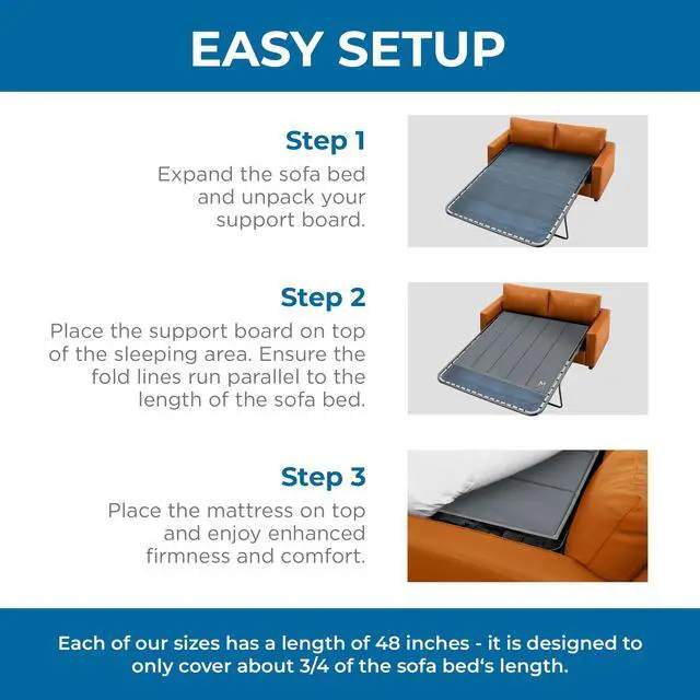 Alt view image 7 of 7 - Sleeper Sofa Bed Support Board Full (48x48) - Heavy Duty Wood