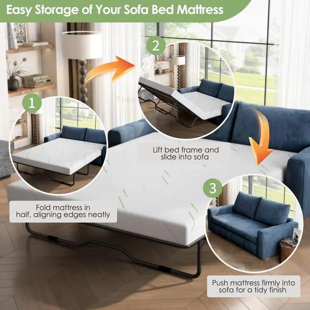 Alt view image 4 of 7 - 4 Inch Gel Memory Foam Sofa Mattress Queen Size 72 x 58 Inches