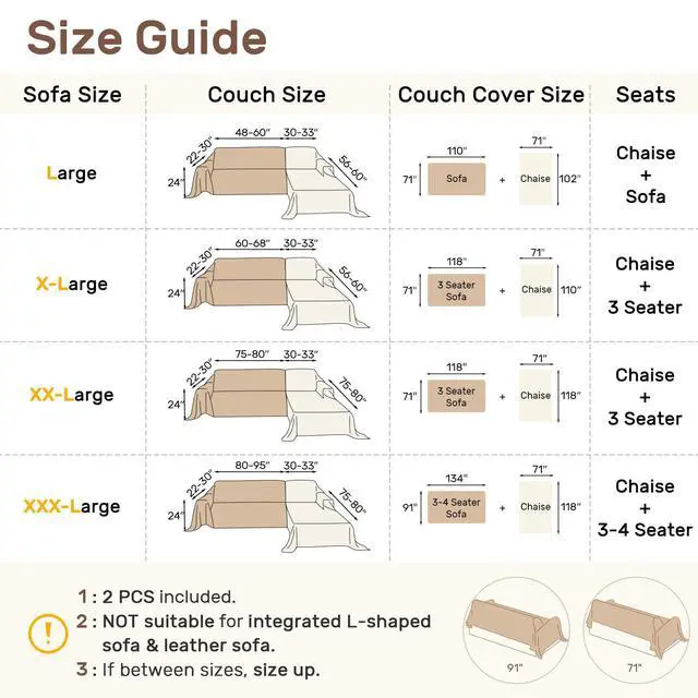 Alt view image 2 of 7 - 2 Pieces Sectional Couch Covers L Shaped Cover XXL Dark Gray