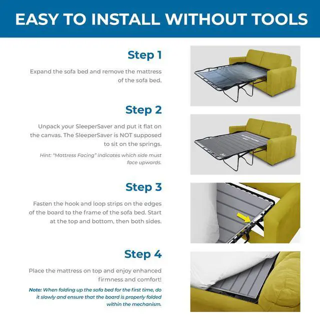 Alt view image 6 of 6 - Sleeper Sofa Bed Support Board Twin (35x64) - Permanent Fit
