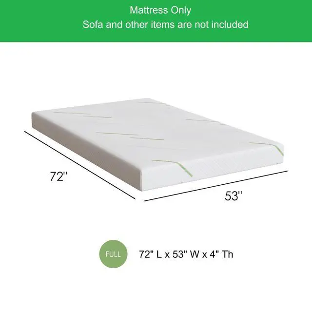 Alt view image 3 of 7 - 4 Inch Sofa Mattress Full Size, Gel Memory Foam Infused, with Removable Washable Cover, for Sleeper Sofas, Pull Out Bed, Guest Room, RVs, Boats