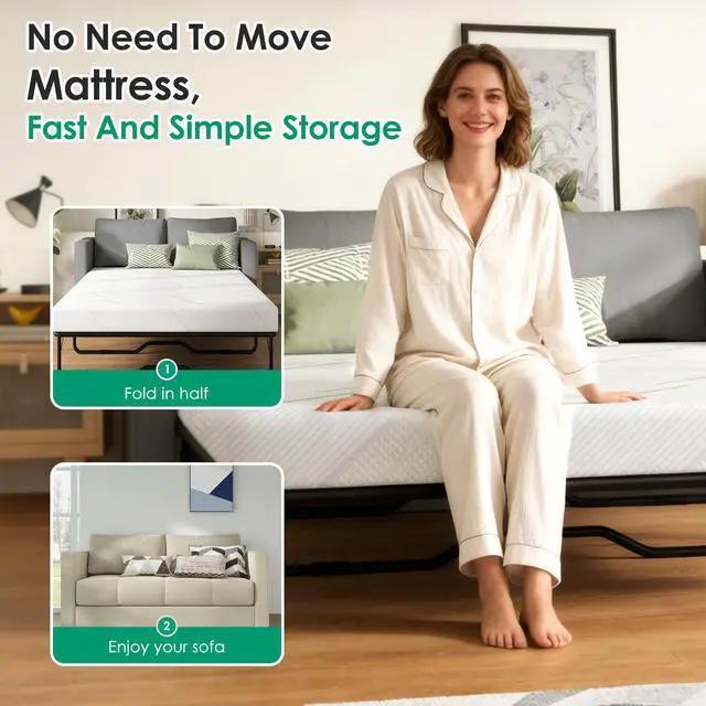 Alt view image 5 of 7 - 4 Inch Sofa Mattress Full Size, Gel Memory Foam Infused, with Removable Washable Cover, for Sleeper Sofas, Pull Out Bed, Guest Room, RVs, Boats