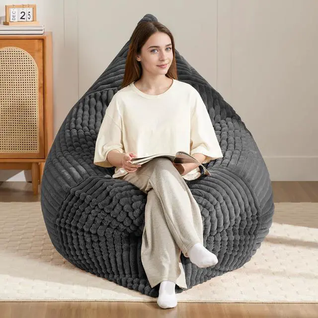 Alt view image 7 of 7 - 3-in-1 Giant Bean Bag Chair for Adults & Kids, Convertible Floor Sofa to Mattress, Memory Foam Beanbag Chair with Washable Cover, Multi Functional Lounge Couch for Bedroom, Living Room (Dark Grey)