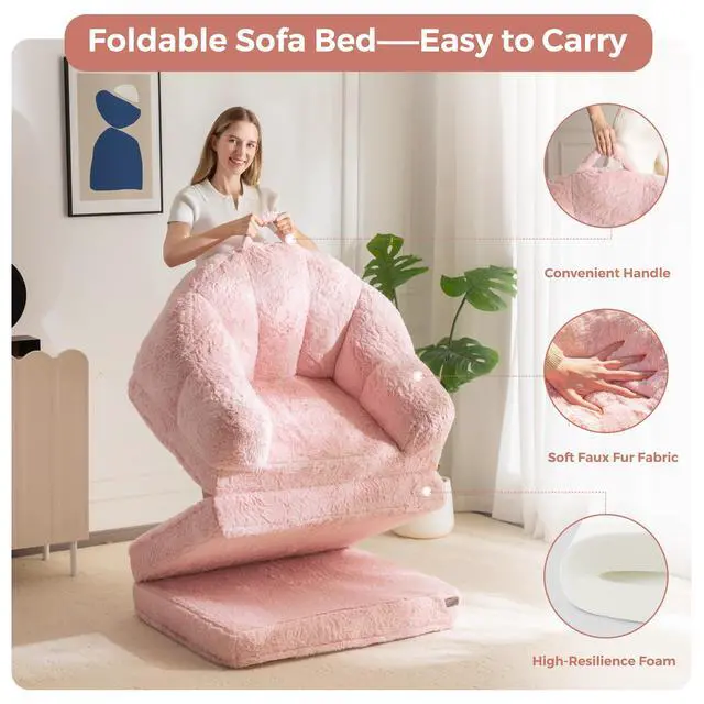 Alt view image 6 of 7 - Folding Sofa Bed, 2 in 1 Convertible Sofa to Lounger