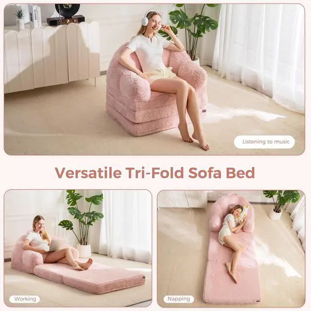 Alt view image 3 of 7 - Folding Sofa Bed, 2 in 1 Convertible Sofa to Lounger