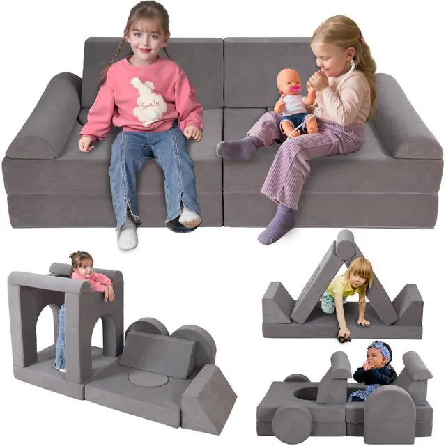 Main image of Toddler Couch, 12-Piece Modular Kids Play Couch for Bedroom