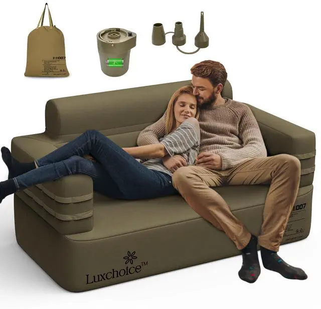 Main image of Inflatable Couch Loveseat Camping Couch Built-in Rechargeable Pump Air Sofa