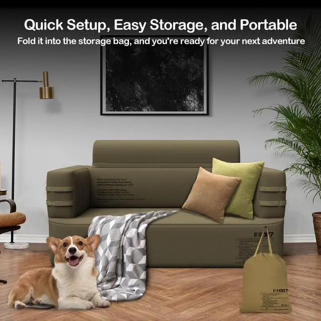 Alt view image 6 of 7 - Inflatable Couch Loveseat Camping Couch Built-in Rechargeable Pump Air Sofa