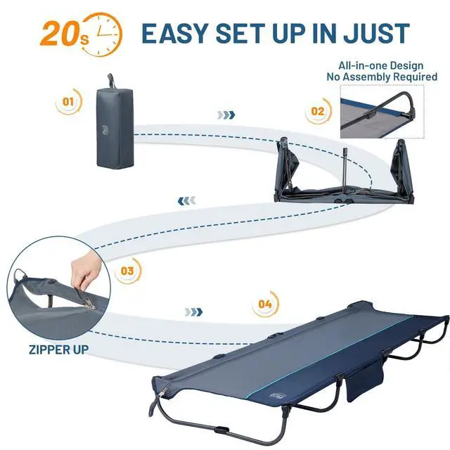 Alt view image 3 of 7 - 20-Second Quick Set-Up Camping Cot, Aluminum Folding Cot