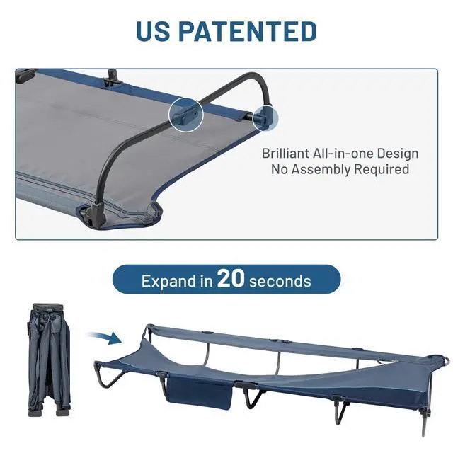 Alt view image 5 of 7 - 20-Second Quick Set-Up Camping Cot, Aluminum Folding Cot