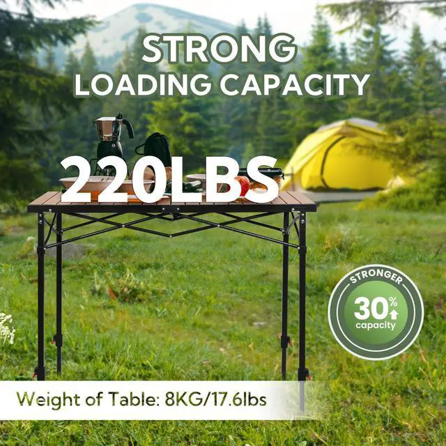 Alt view image 5 of 7 - Portable Outdoor Adjustable Height Camping Table, Large for 2-6 Person