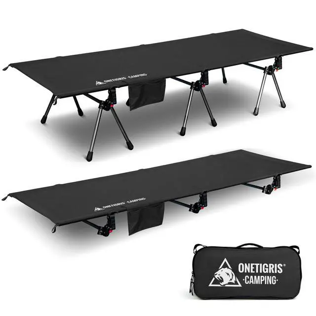 Main image of SUPRANUBIS Camping Cot, Height Adjustable with Cot Leg Extenders, Strong Support 330lbs, Lightweight Comfortable Folding Bed for Camping, Hiking, Travel, Truck, Beach, Office Nap