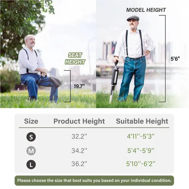 Alt view image 3 of 7 - Ta-Da Chair S2- Walking Stick Chair, Cane with Seat (34.2"/Black)