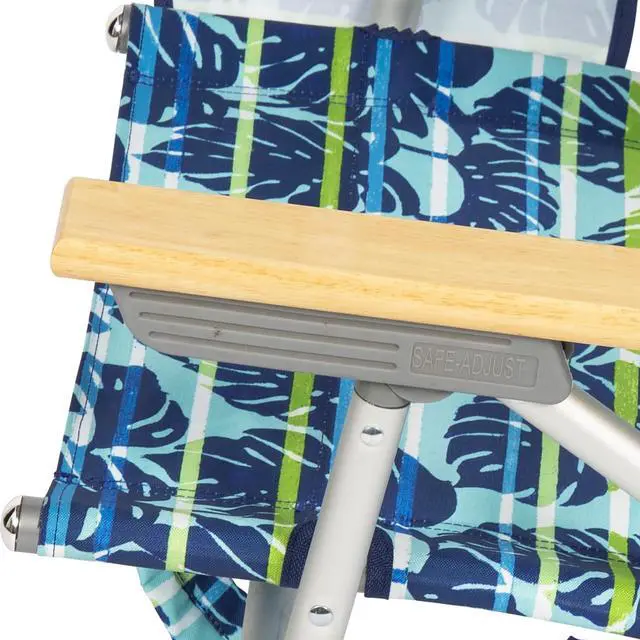 Alt view image 6 of 7 - 2-Pack 4-Position Extended 12.8" seat Height Easy in-Easy Out Folding Backpack Beach Chair, Blue Tropical Leaves