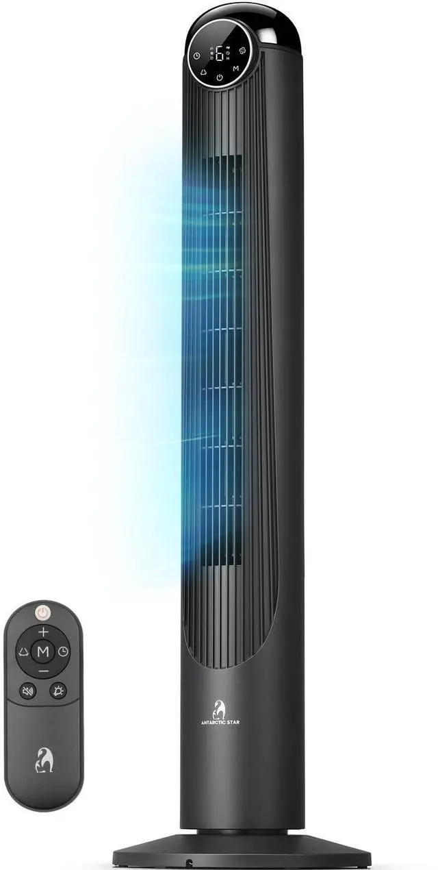 Main image of T42 Tower Fan-42 Inch, Bladeless Oscillating Fan with Remote, 6 Speeds & 4 Modes, LED Display, 9H Timer, Quiet Floor Standing Fan for Bedroom Living Room Office, Black