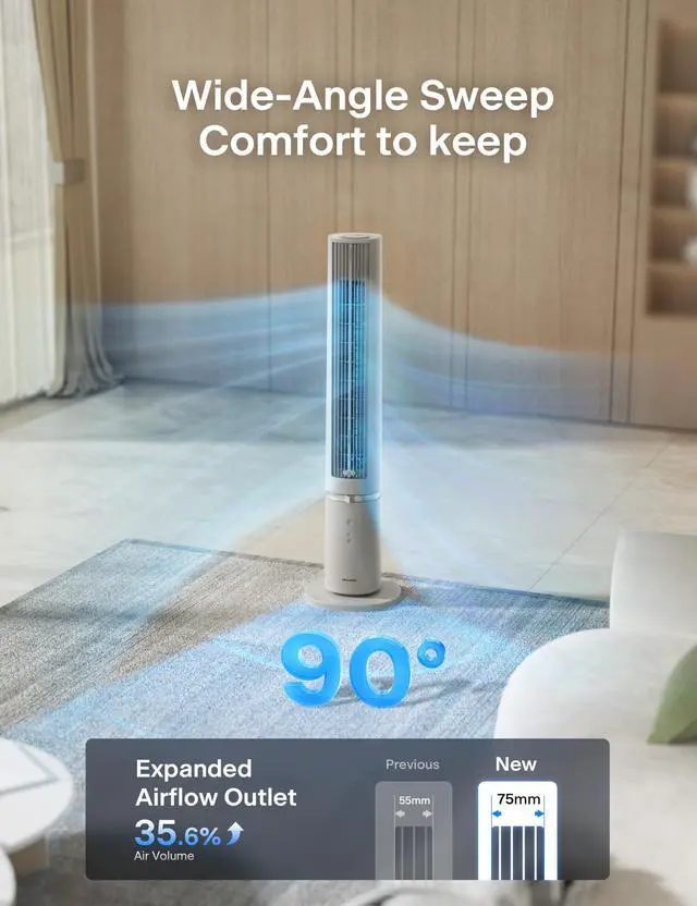 Alt view image 3 of 5 - 40-Inch Oscillating Tower Fan with Remote for Bedroom, Khaki