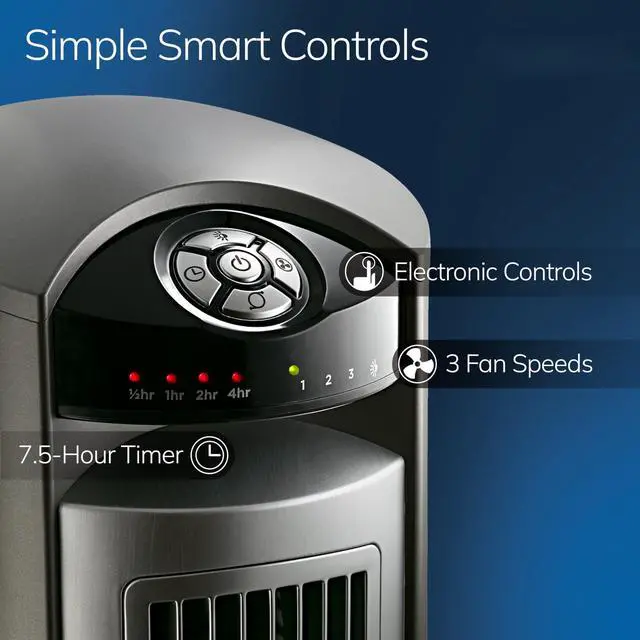 Alt view image 3 of 7 - Oscillating Tower Fan with Remote - 42" - T42951 - Silver