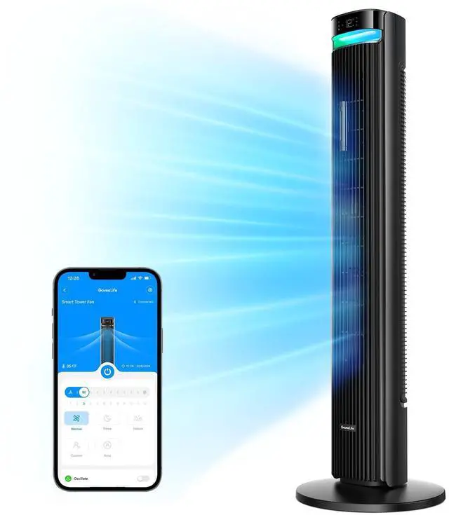 Main image of 42 in. Tower Fan, 150 Deg Oscillation, 5 Modes 12 Speeds, Black
