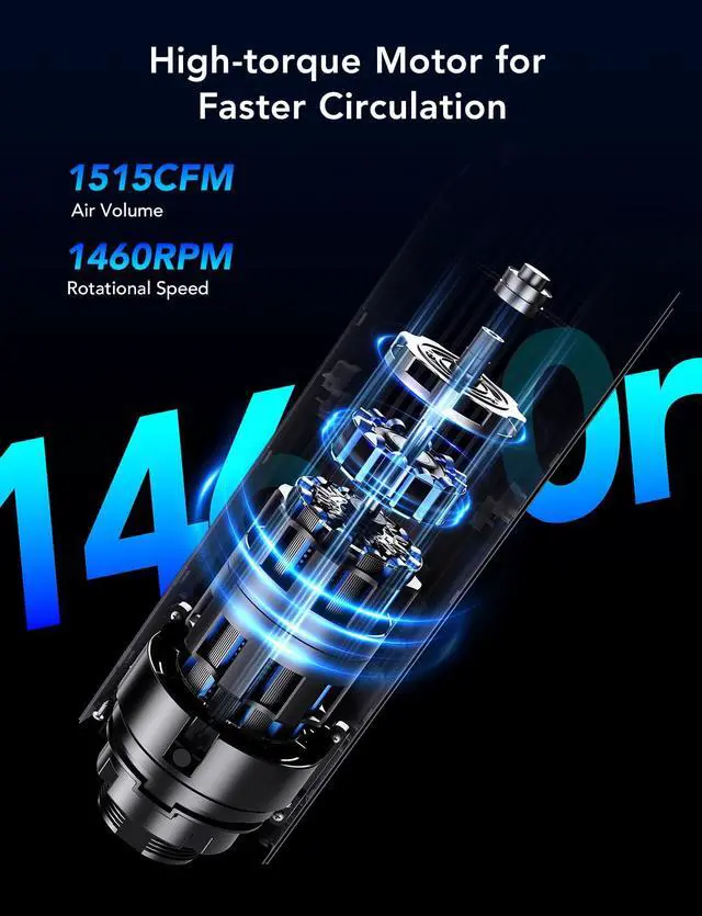 Alt view image 5 of 7 - 42 in. Tower Fan, 150 Deg Oscillation, 5 Modes 12 Speeds, Black