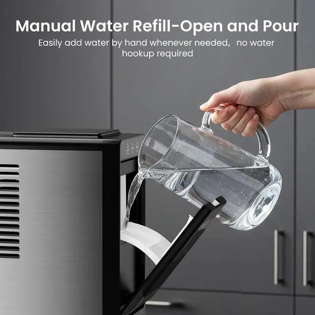 Alt view image 6 of 7 - Portable Countertop Ice Maker Machine, 26lbs Ice in 24Hrs, Self-Cleaning Ice Maker with Selectable Ice Size & Internal Light, Compact Design for Home/Kitchen/Bar