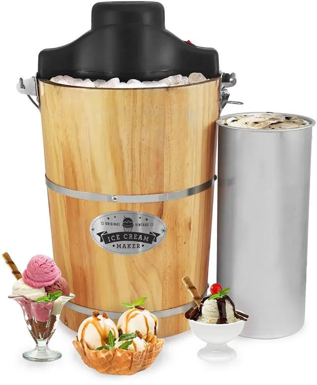 Main image of EIM916 6Qt Old Fashioned Wood Bucket Ice Cream Maker