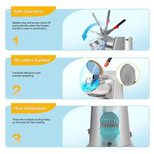Alt view image 5 of 7 - 11 Inch Height Ice Crusher Shaver 143lbs/hr